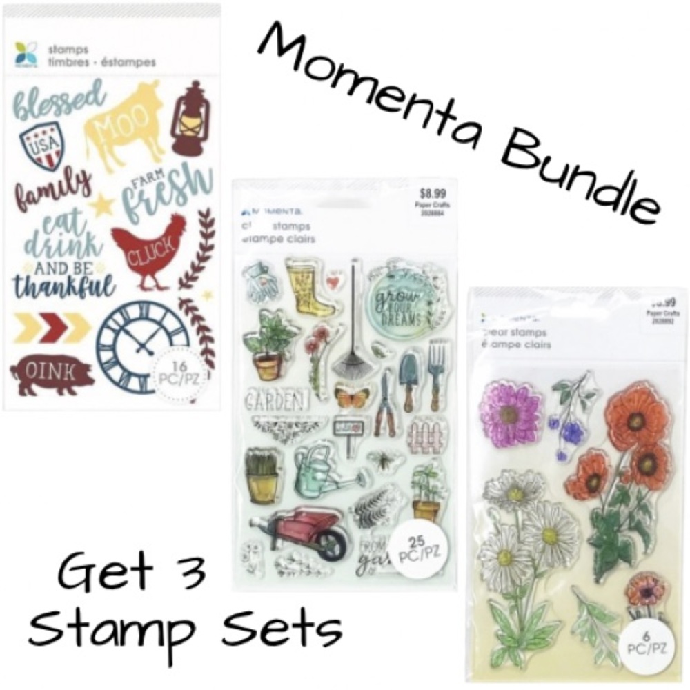 Momenta 3 Stamp Set Bundle Barn Theme + Garden Theme + Floral Theme